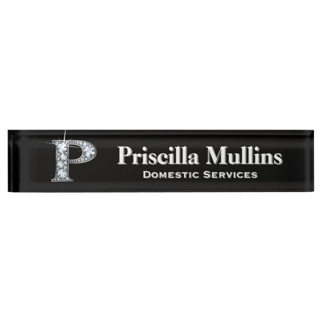 P Faux Diamond Desk Nameplate (Front)