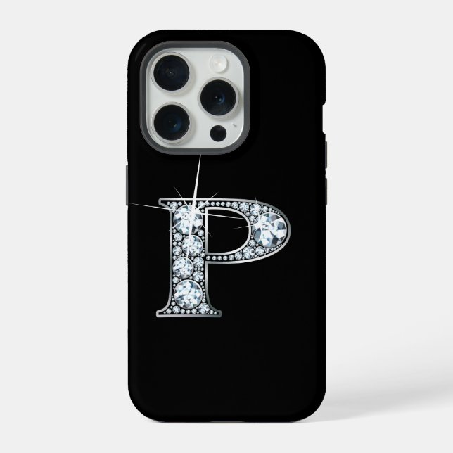 P Faux Diamond Monogram iPhone Case (Back)