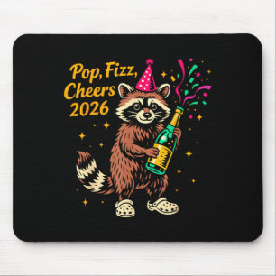 P Fizz Cheers 2026 Funny Raccoon New Year Design  Mouse Mat