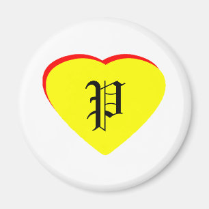 "P" Heart Yellow Red Wedding Invitation The MUSEUM Magnet
