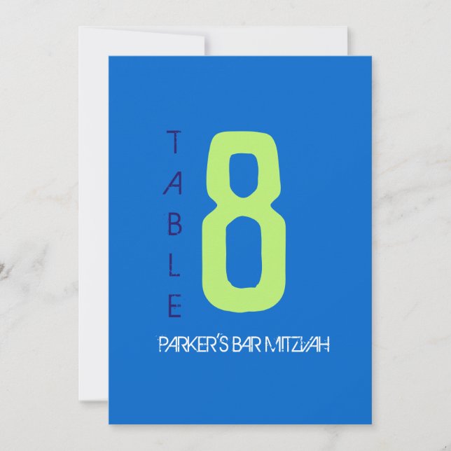 P Initial Bar Bat Mitzvah Table Seating Card (Front)