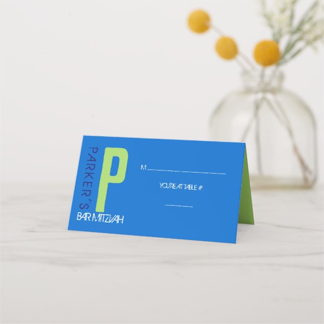 P INITIAL COLLECTION Bar Mitzvah Seating Escort Place Card (Front)
