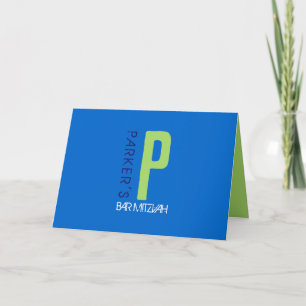 P Initial Collection Bar Mitzvah Thank You Card