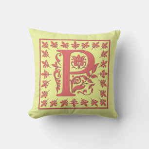 P INITIAL PILLOW - Letter P on YELLOW Background