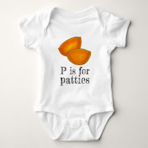P is for PATTIES Jamaican Beef Patty Pastry ABCs Baby Bodysuit