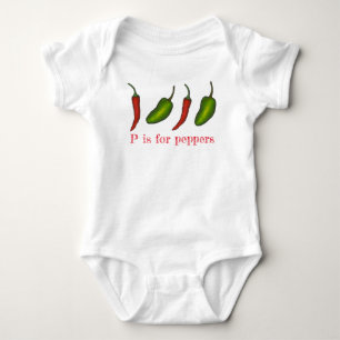 P is for Peppers Chilli Jalapeño Veggie Letter P Baby Bodysuit