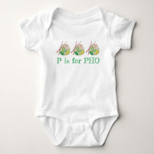 P is for PHO Alphabet Letter Vietnamese Noodles Baby Bodysuit