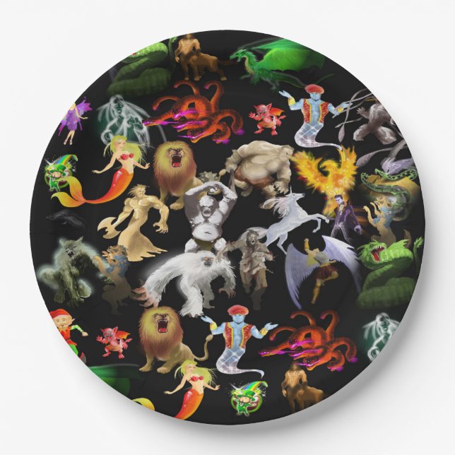 P is for Phoenix Plate(Black) Paper Plate (Front)