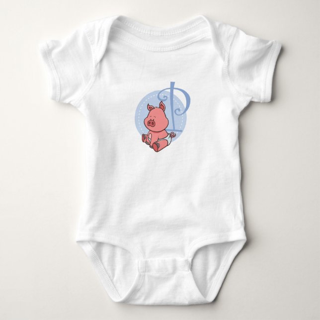P is for Pig Baby Bodysuit (Front)