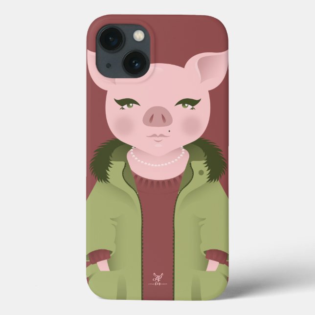 P is for Pig in a Parka with Pearls Case-Mate iPhone Case (Back)