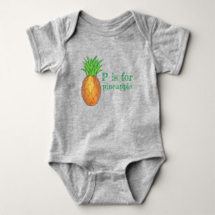 P is for Pineapple Tropical Island Pineapple Fruit Baby Bodysuit
