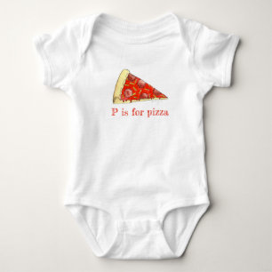 P is for Pizza Pepperoni Cheese Slice Foodie ABCs Baby Bodysuit