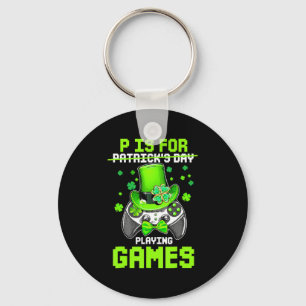 P Is For Playing Games Boy Kids Video Gamer St Pat Key Ring