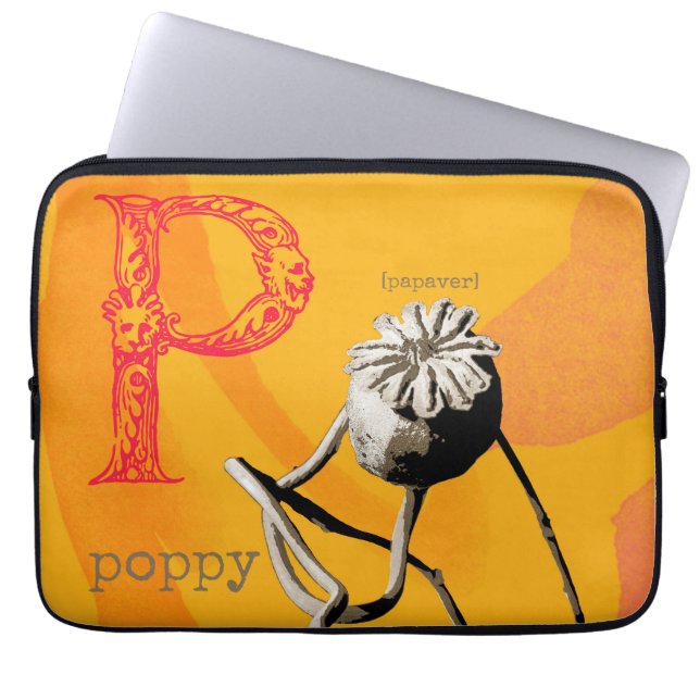 P is for Poppy  Laptop Sleeve (Front)