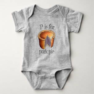 P is for Pork Pie Savoury Meat Pastry UK Food Baby Bodysuit