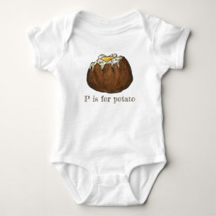 P is for Potato Hot Baked Potatoes Butter Letter P Baby Bodysuit