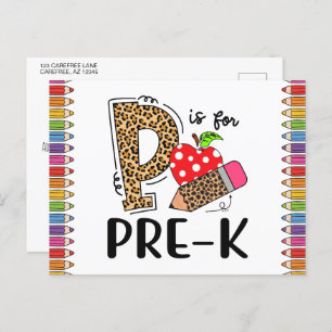 P is for PRE-K Back To School Teacher Postcard