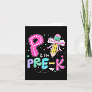 P Is For Pre-k Teacher Coquette Bow Pencil Back To Card