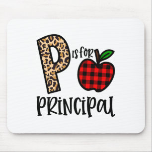 P Is For Principal Leopard Plaid Funny Ck To Schoo Mouse Mat