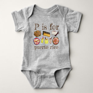 P is for Puerto Rico Puerto Rican Food Cuisine Baby Bodysuit
