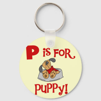 P is for Puppy Tshirts and Gifts Key Ring