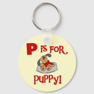 P is for Puppy Tshirts and Gifts Key Ring