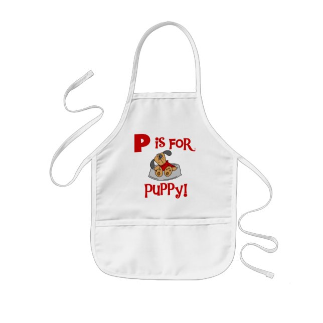 P is for Puppy Tshirts and Gifts Kids Apron (Front)