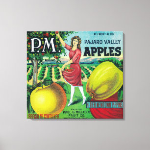 P.M. Apple Crate LabelWatsonville, CA Canvas Print