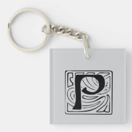 P Monogram black Key Ring