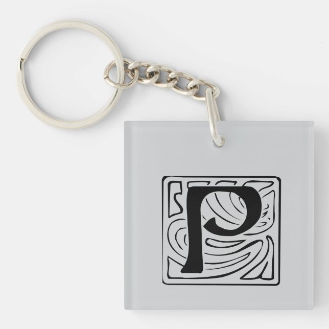 P Monogram black Key Ring (Front)