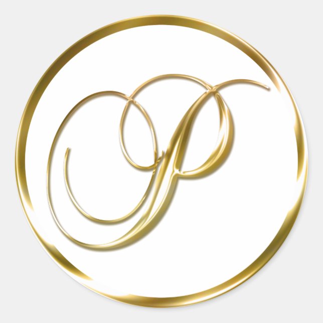 P Monogram Faux Gold Envelope Or Favour Seal (Front)