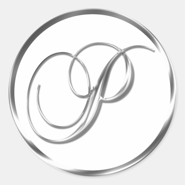 P Monogram Faux Silver Envelope Or Favour Seal (Front)