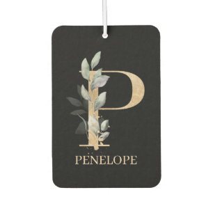 P Monogram Floral Personalised Car Air Freshener