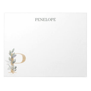 P Monogram Floral Personalised Notepad