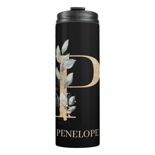 P Monogram Floral Personalised Thermal Tumbler (Front)