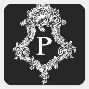 P Monogram Initial Square Sticker