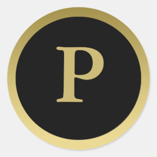 P :: Monogram P Elegant Gold and Black Stickers