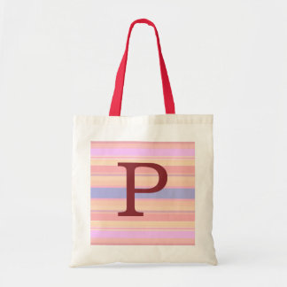 P :: Monogram P Summer Stripes Fun Tote Bag