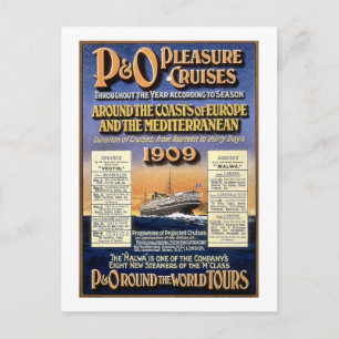 P&O Pleasure Cruises - Vintage Travel Poster Postcard