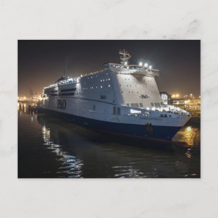 P&O Pride of Hull Ferry at Night Postcard
