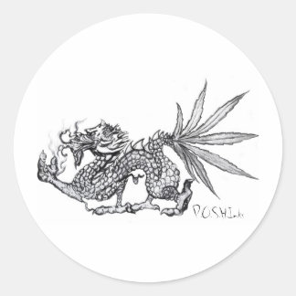 P.O.S.H. Dragon Stationary 420 Members Classic Round Sticker