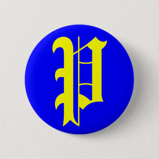 P - OLD ENGLISH 6 CM ROUND BADGE