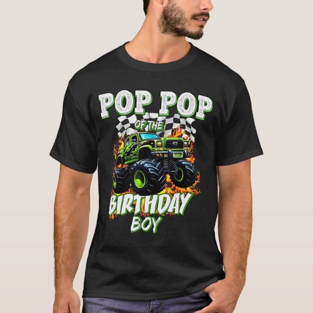 P P Of The Birthday Boy Monster Truck Birthday Kid T-Shirt (Front)