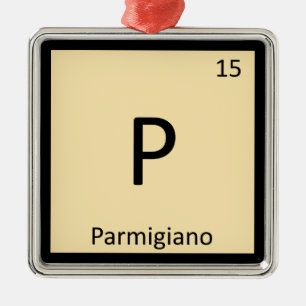 P - Parmigiano Cheese Chemistry Periodic Table Metal Tree Decoration
