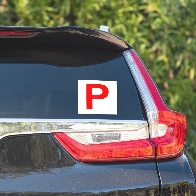 P Plate White / Red Sticker (Car Side)