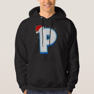 P Snowy Capital Christmas Monogram Alphabet Letter Hoodie