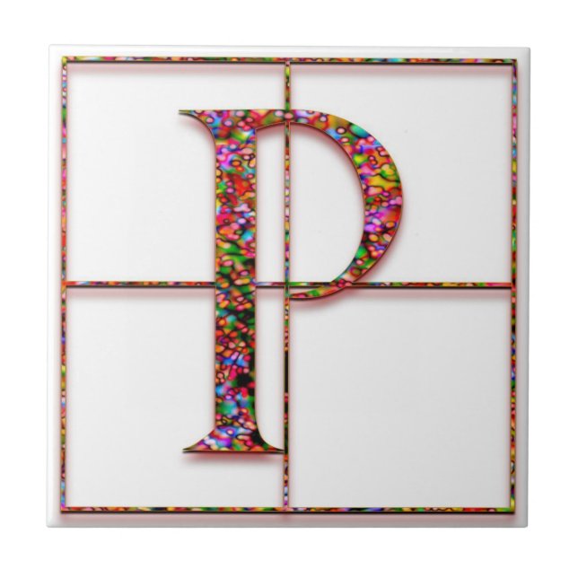 P Trajanus Red Custom Monogram Tile (Front)
