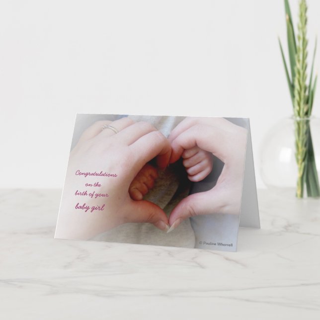 © P Wherrell Baby girl mother baby hands heart Card (Front)
