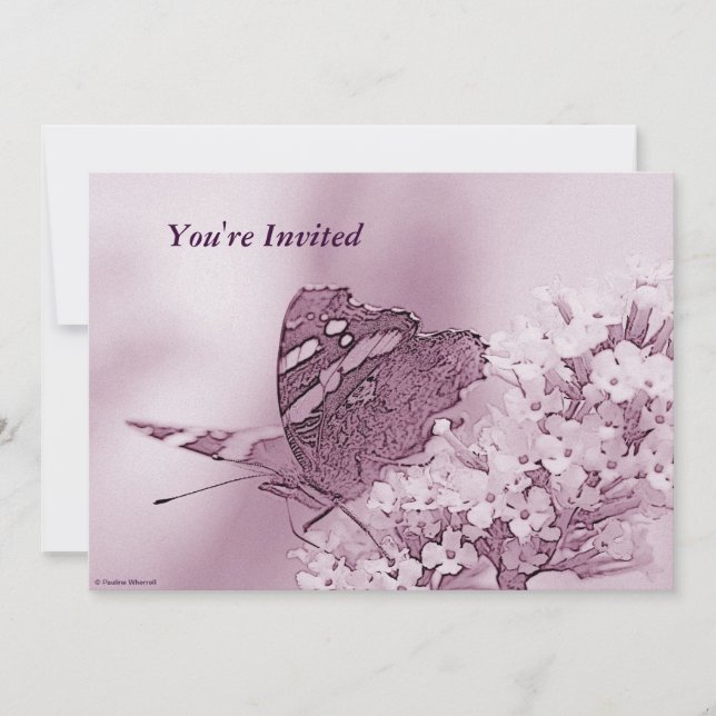 © P Wherrell Contemporary butterfly on buddleia Invitation (Front)