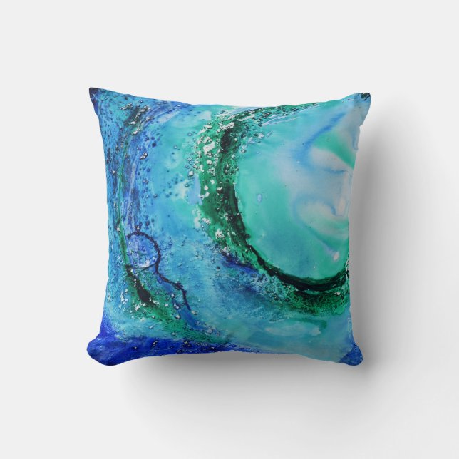 © P Wherrell Ocean lover fine art wave blue green Cushion (Front)